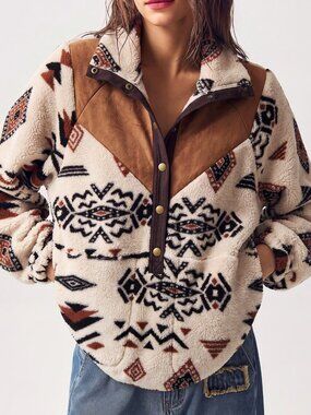 Multicolor Casual Women's Boho Paisley Print Long Sleeve Sweatshirt